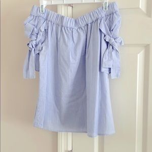 Blue and white off the shoulder top